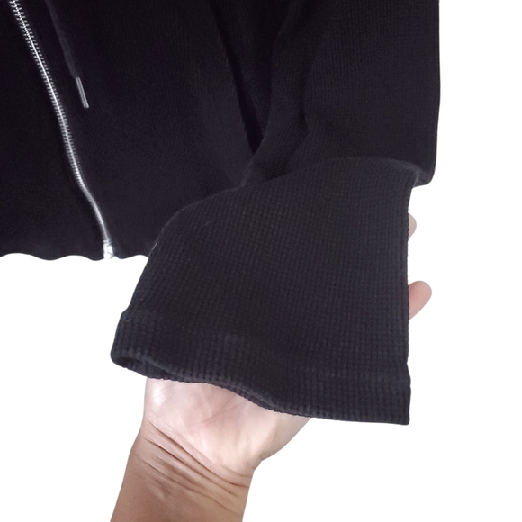 Helmut Lang Black Waffle Zip Hoodie M Designer Minimalist Loungewear - Picture 6 of 12